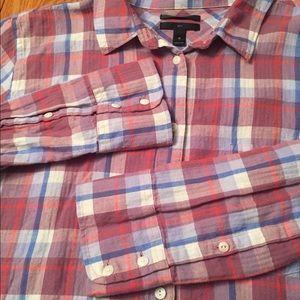 J Crew boy fit flannel 16 red white blue check